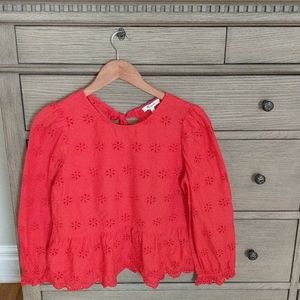 Madewell Red Eyelet 3/4 sleeve top S